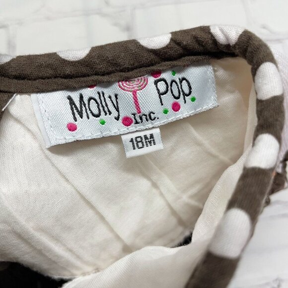 Molly Pop 18 mos Fall Leaves Smocked Dress Brown Polka Dot Cotton - Picture 8 of 8